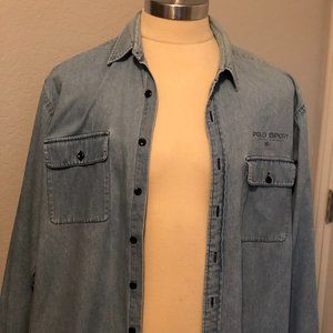VINTAGE RL POLO SPORT LONG SLEEVE DENIM SHIRT - SIZE XL